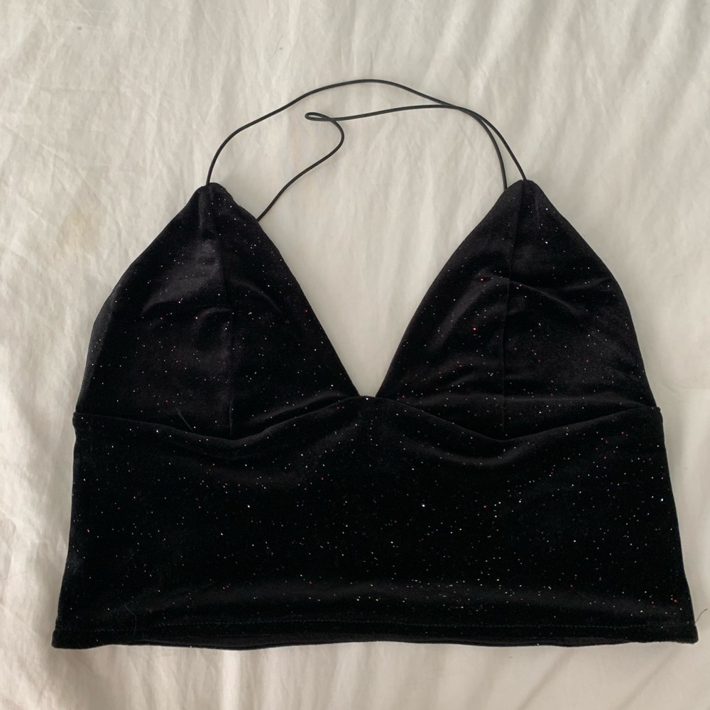 Urban Outfitters Black Sparkle Crop Top
